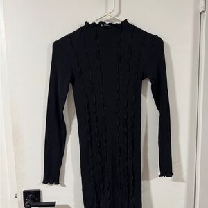 Elegant Black Ribbed Dress